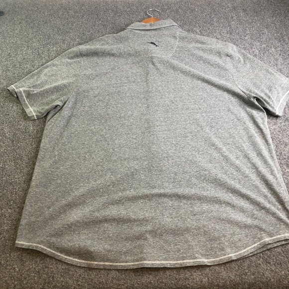 Tommy Bahama Polo Shirt Mens 2XL Gray IslandZone Performance Short Sleeve Button - Picture 9 of 11